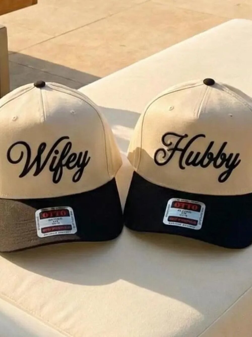 Wifey & Hubby Matching Trucker Hats Couple Set OTTO Caps Two Tone Snapback Weddi